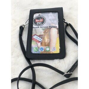 Touch Screen Crossbody Bag Women Black Leather Bag